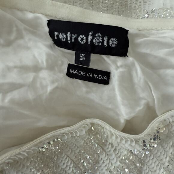 Retrofete Ella Sequin One Shoulder Mini Dress In White Size S - Picture 8 of 14